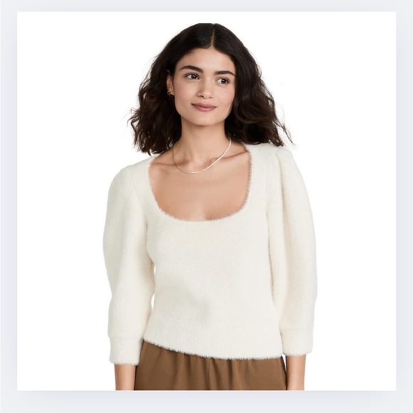Free People “Moonbeam” Cropped Fuzzy Sweater – Ivory, Size M - Picture 1 of 8